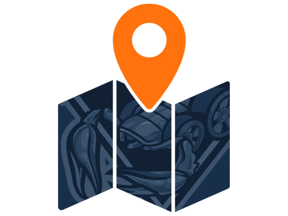 Icono de mapa con marcador de ubicación naranja