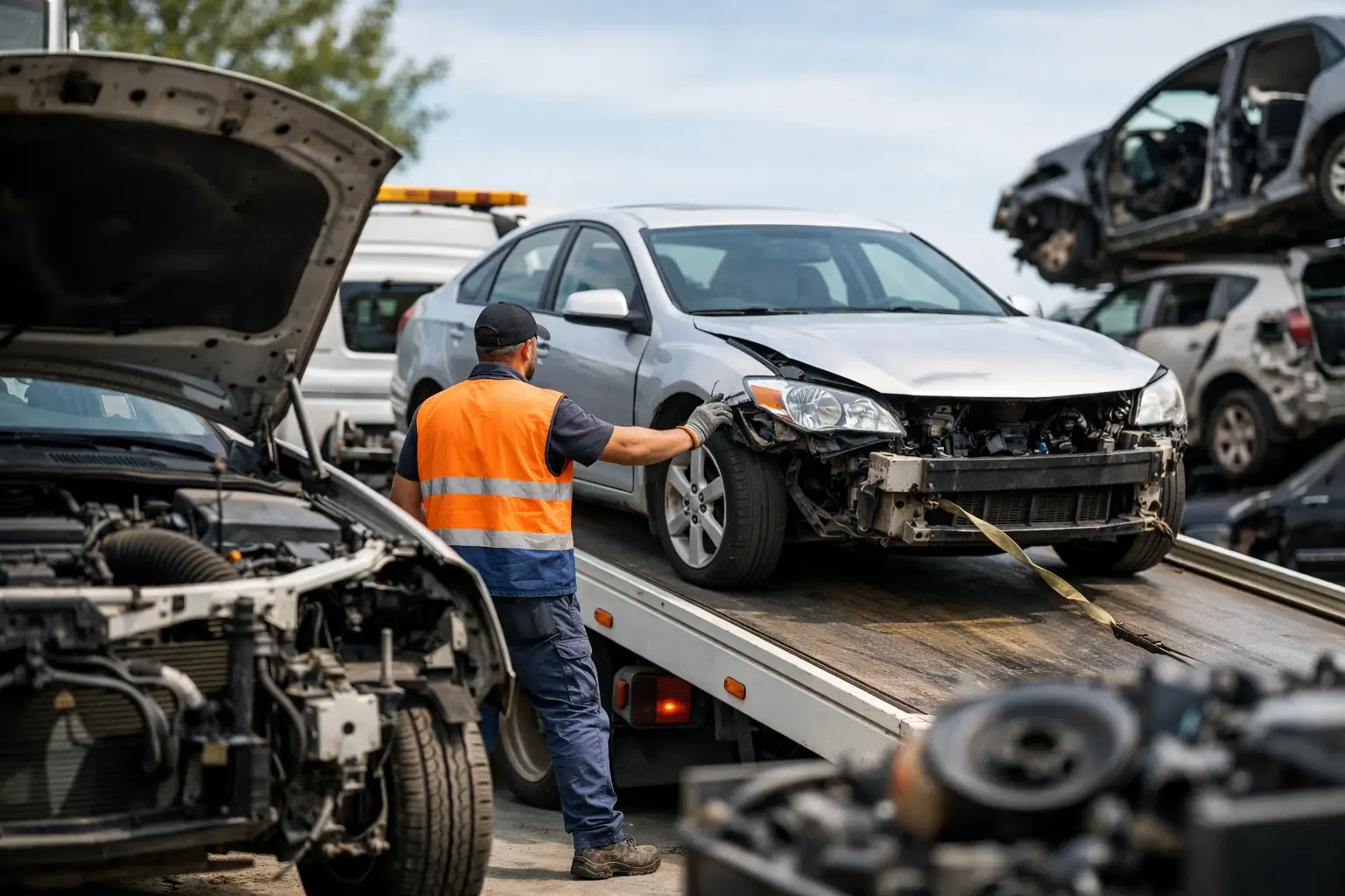 Recogida de coche para despiece paso a paso