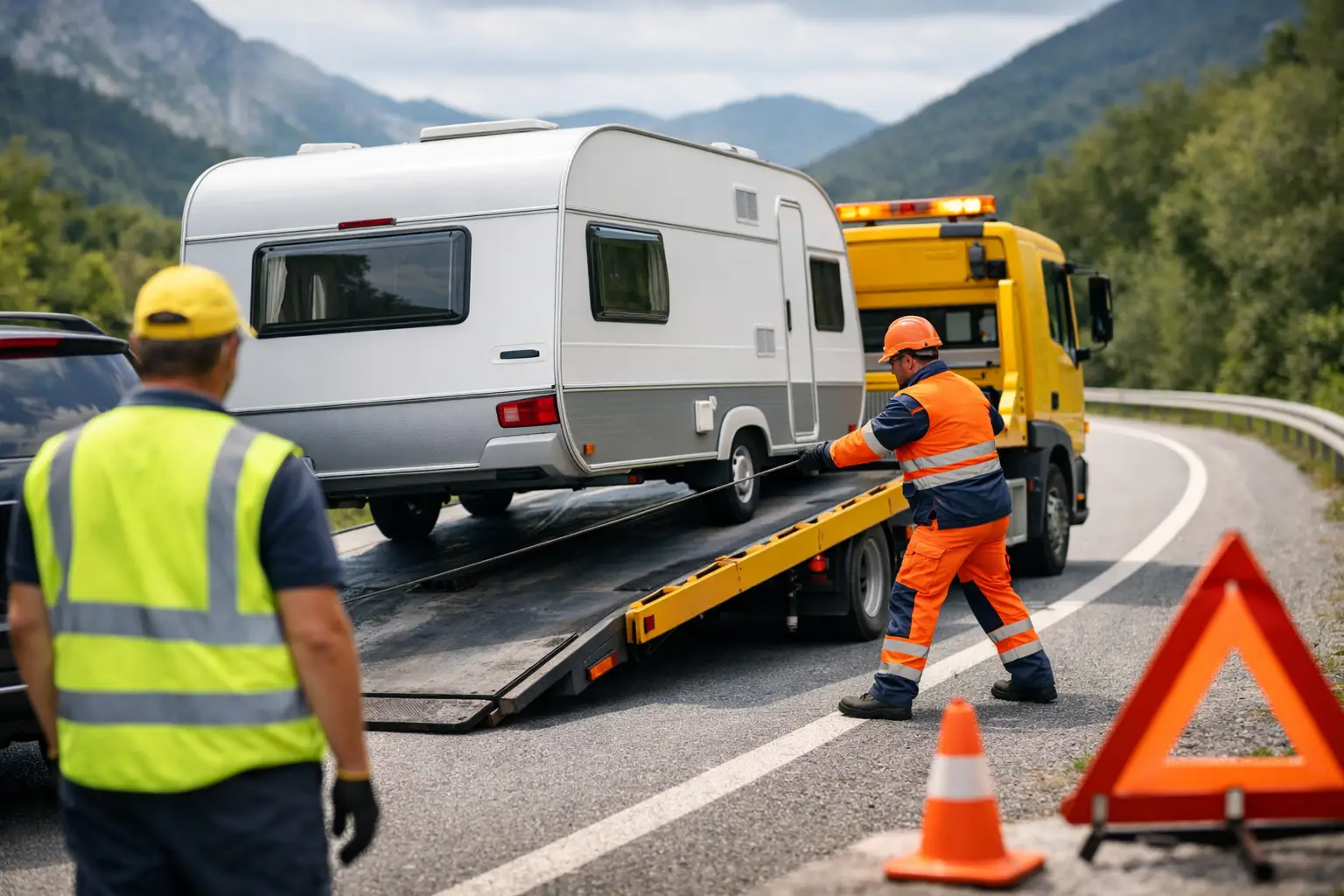 Rescate de caravana en carretera paso a paso